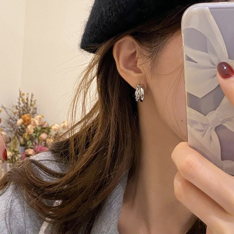Women's Niche Retro Double-layer Twist Metal Earrings