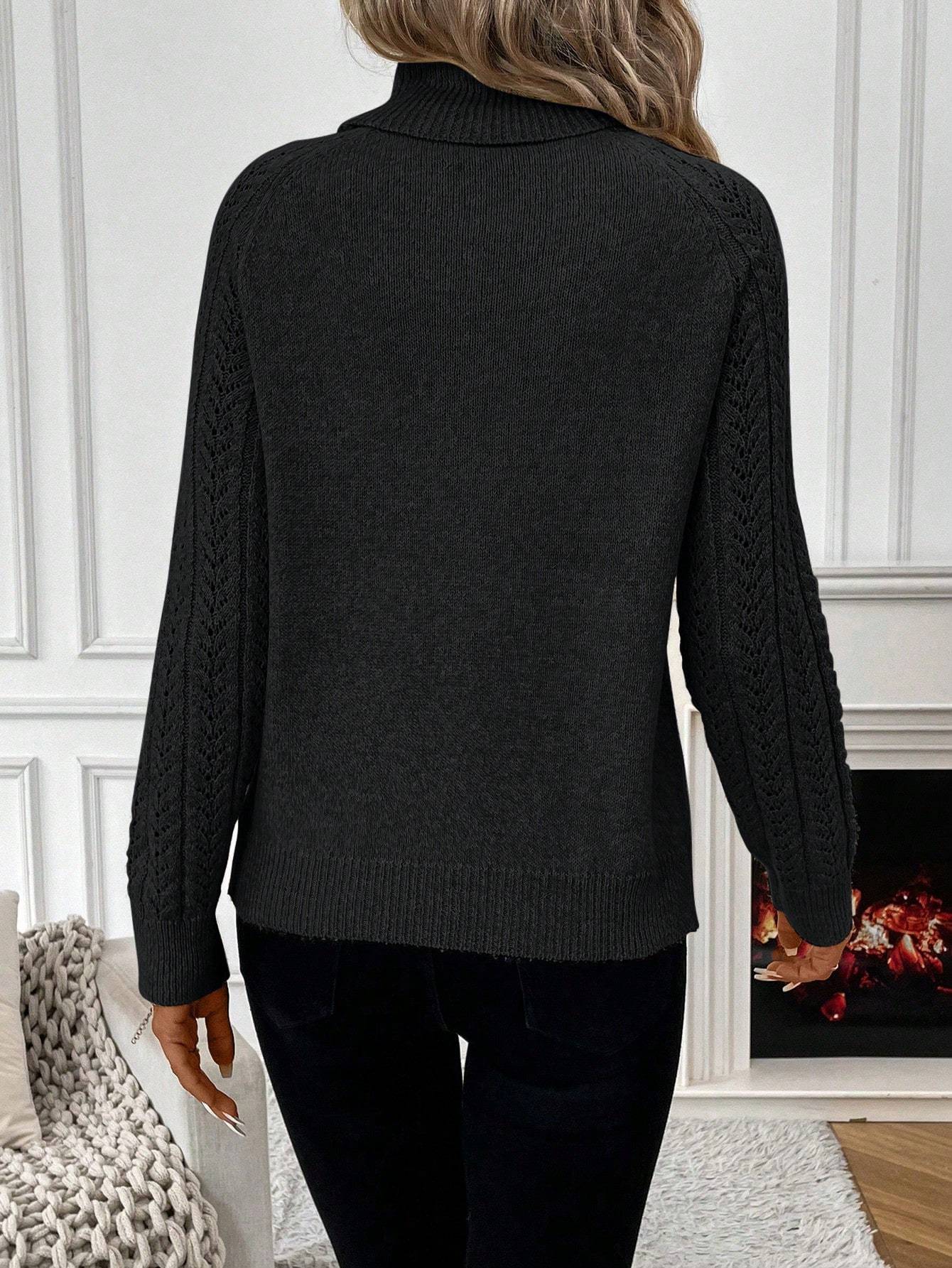 Women Solid Color Turtleneck Long Sleeve Casual Sweater