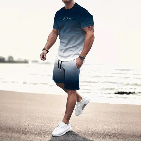 Summer Fashion Trend 3D Digital Printing Men's Shorts Suit