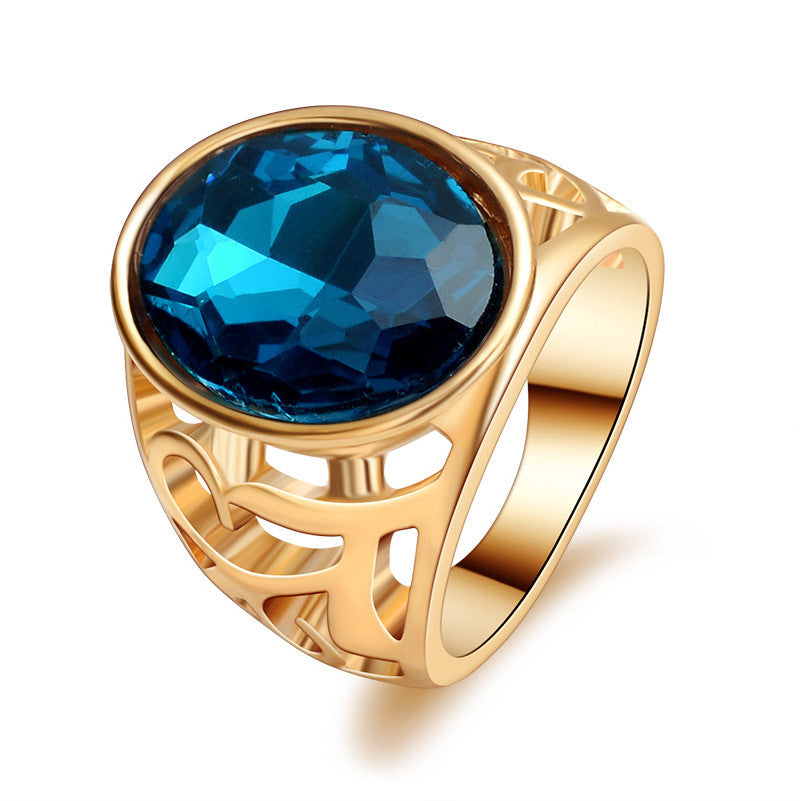Fashion Simple Golden Agate Ladies Ring