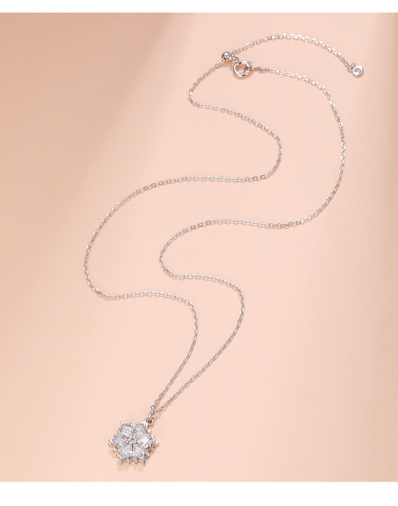 Sterling Silver Pendant Snowflake Clavicle Chain