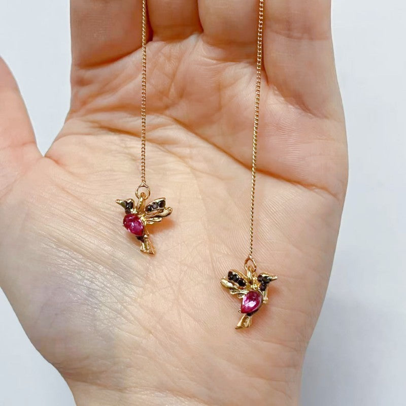 Bird Hanging Personalized And Temperamental Long Style Earrings