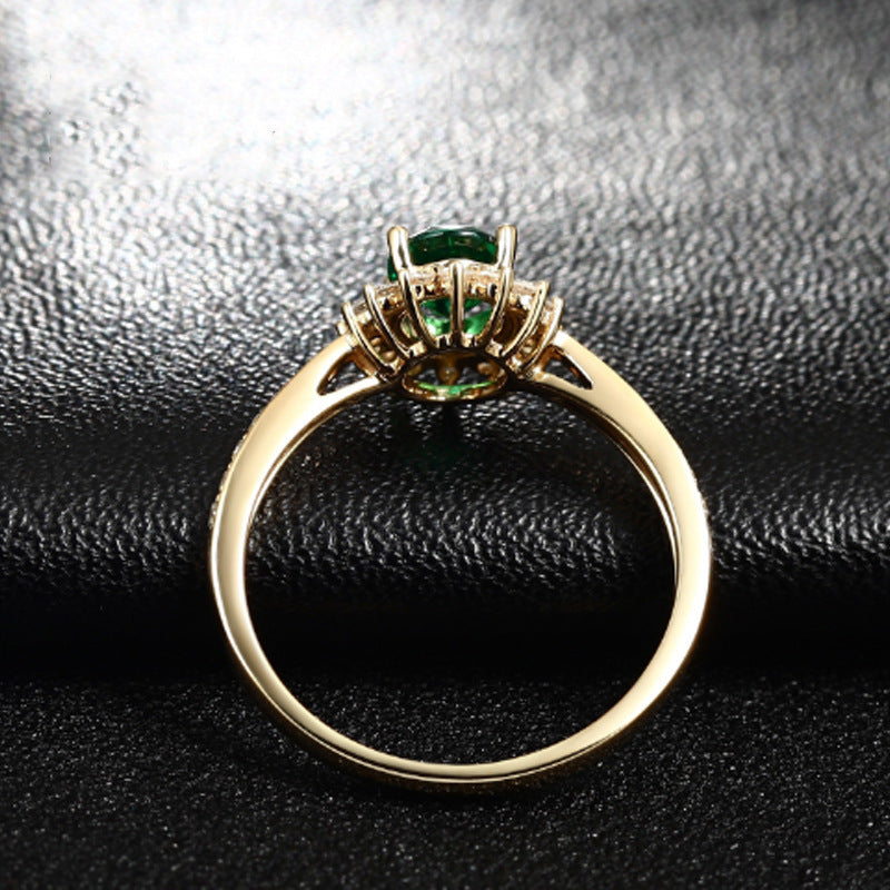 Fashionable 18K Gold-plated Emerald Ring For Women
