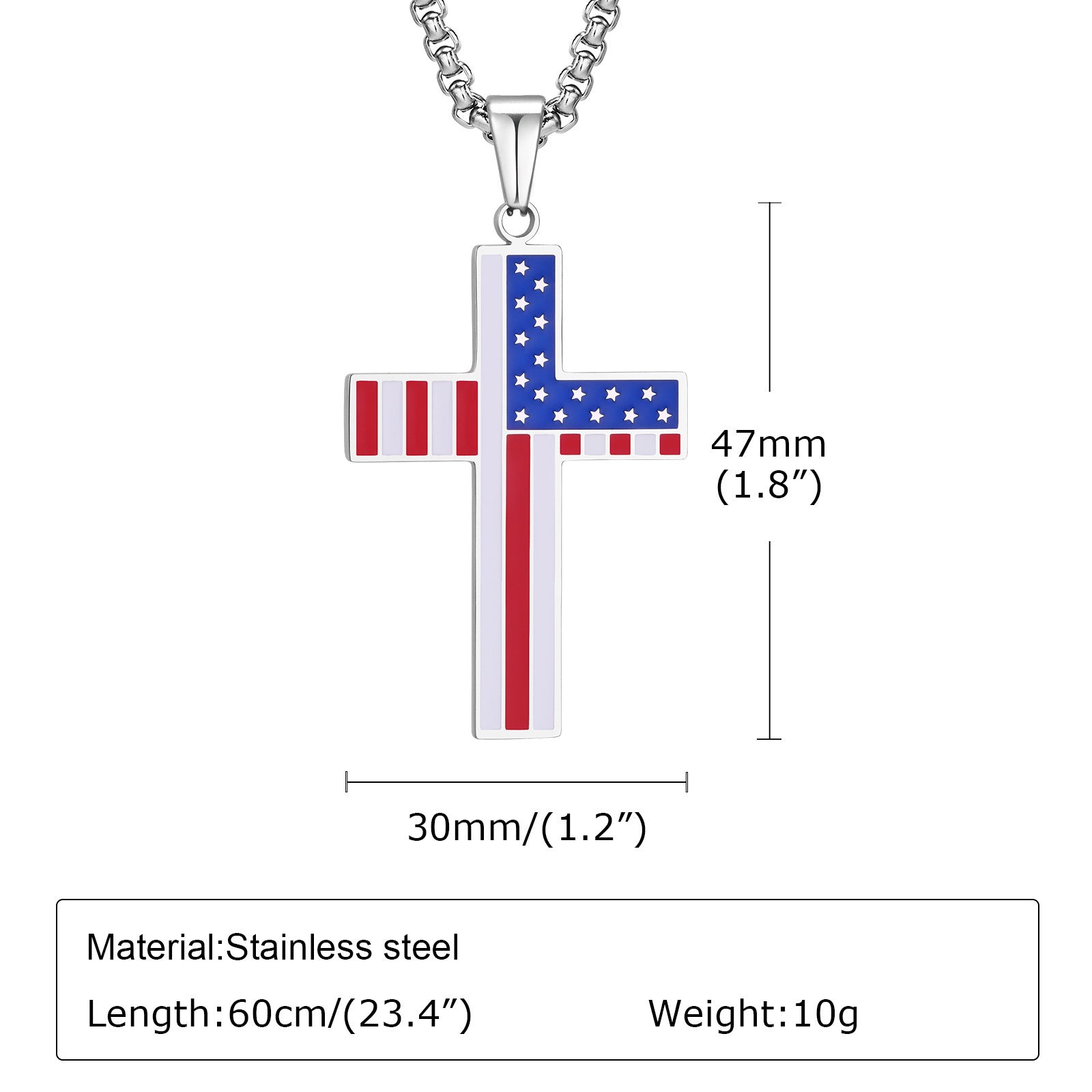 Stainless Steel Surface Smooth Back Sand Corrosion Epoxy Flag Cross Pendant