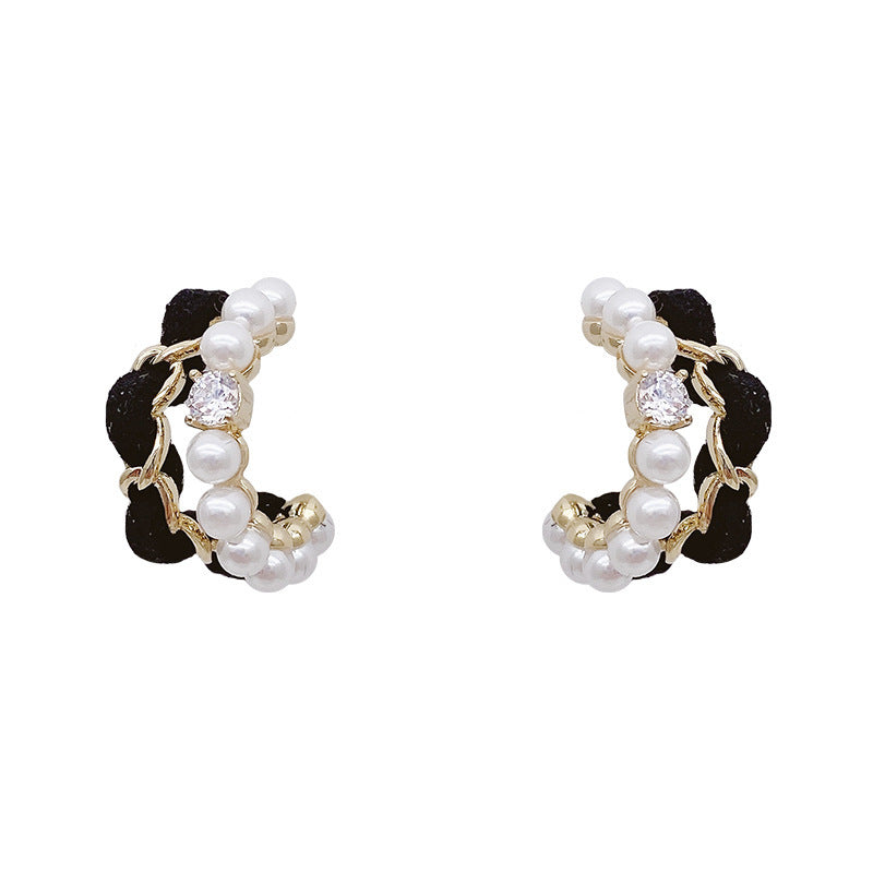 Black Velvet Water Drop Ear Ring High-grade Metal Stud Earrings