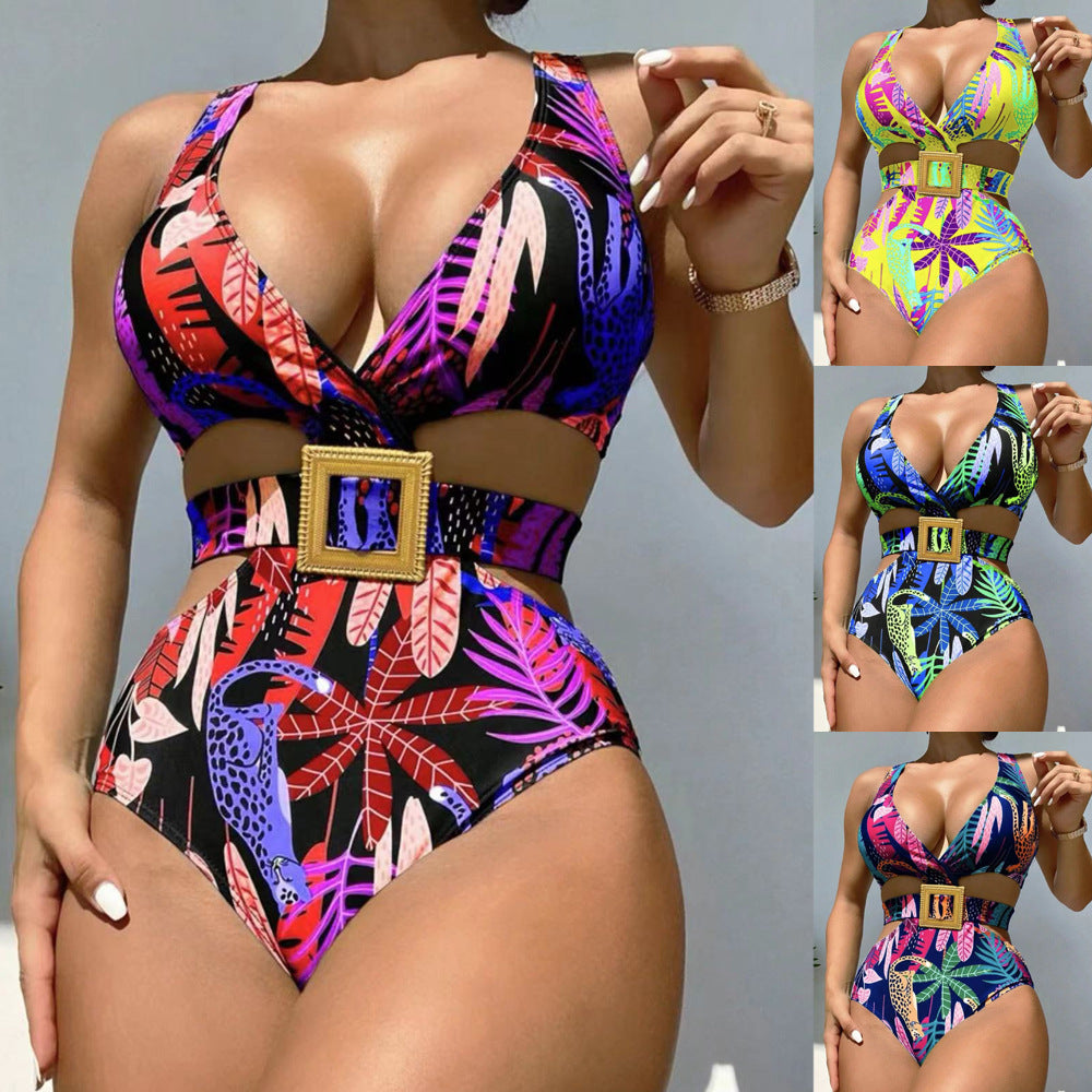 Women's One-piece High Waist With Straps Bikini Swimsuit