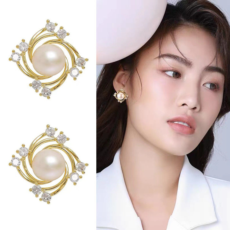 Sweet Flowers Stud Earrings Female High Sense Cute Wild