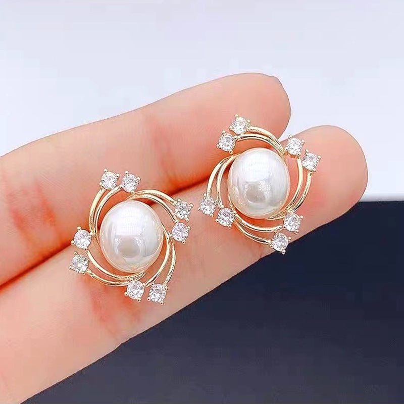 Sweet Flowers Stud Earrings Female High Sense Cute Wild