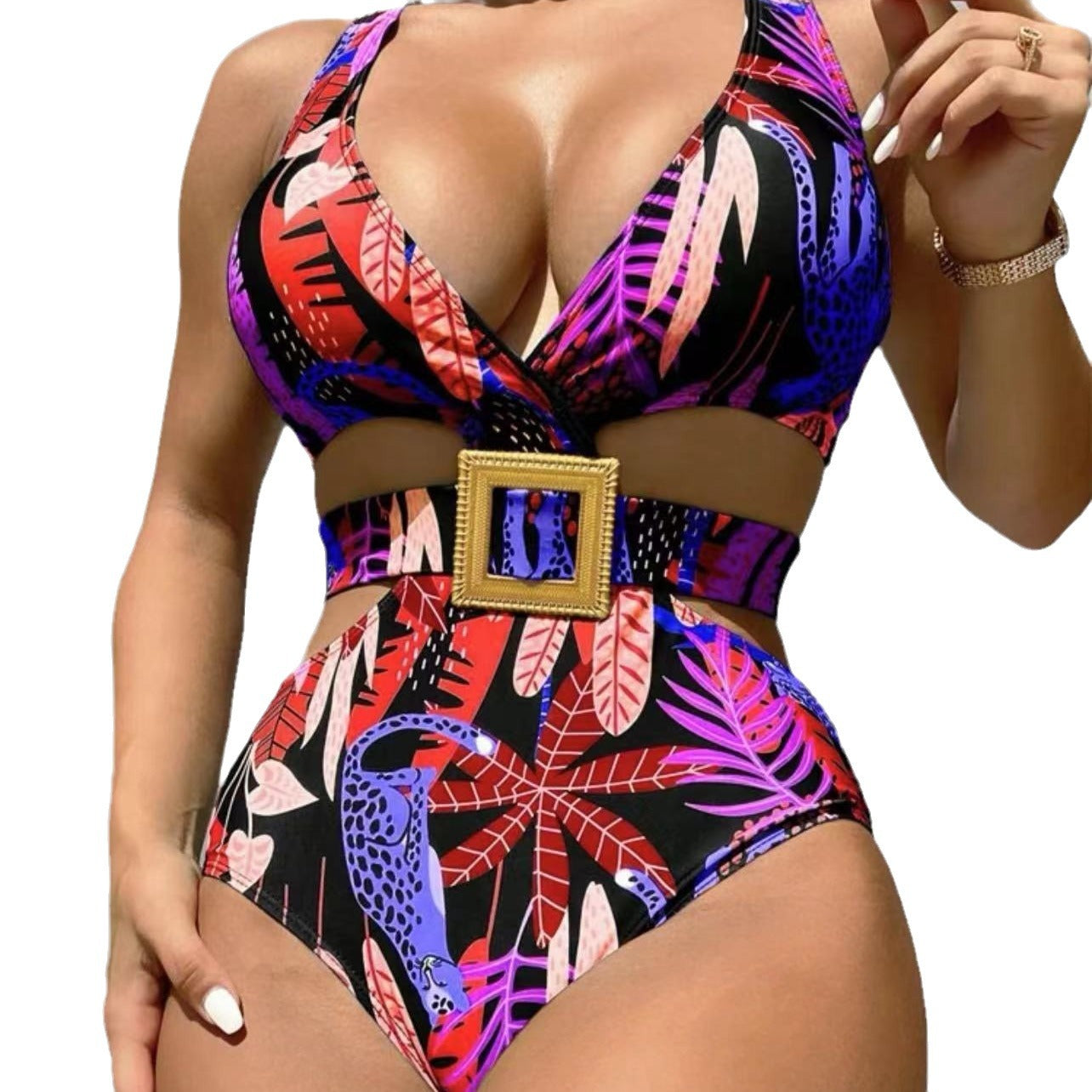 Women's One-piece High Waist With Straps Bikini Swimsuit