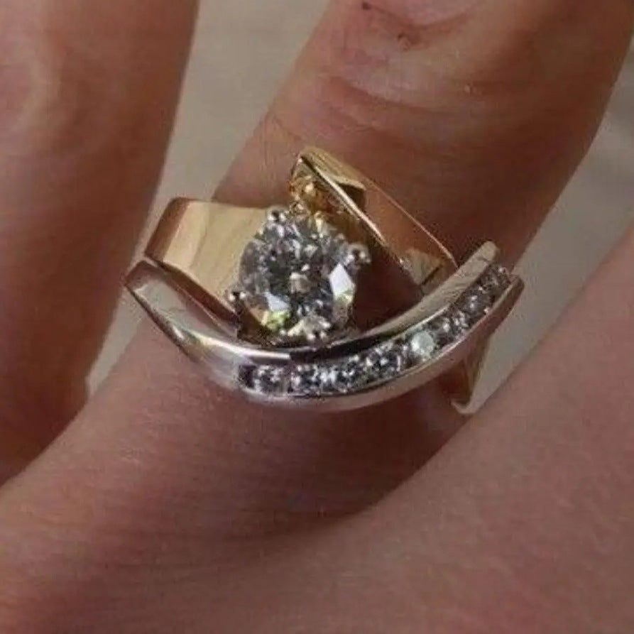 Personalized Creative Zircon Ring European And American 18K Gold Plated