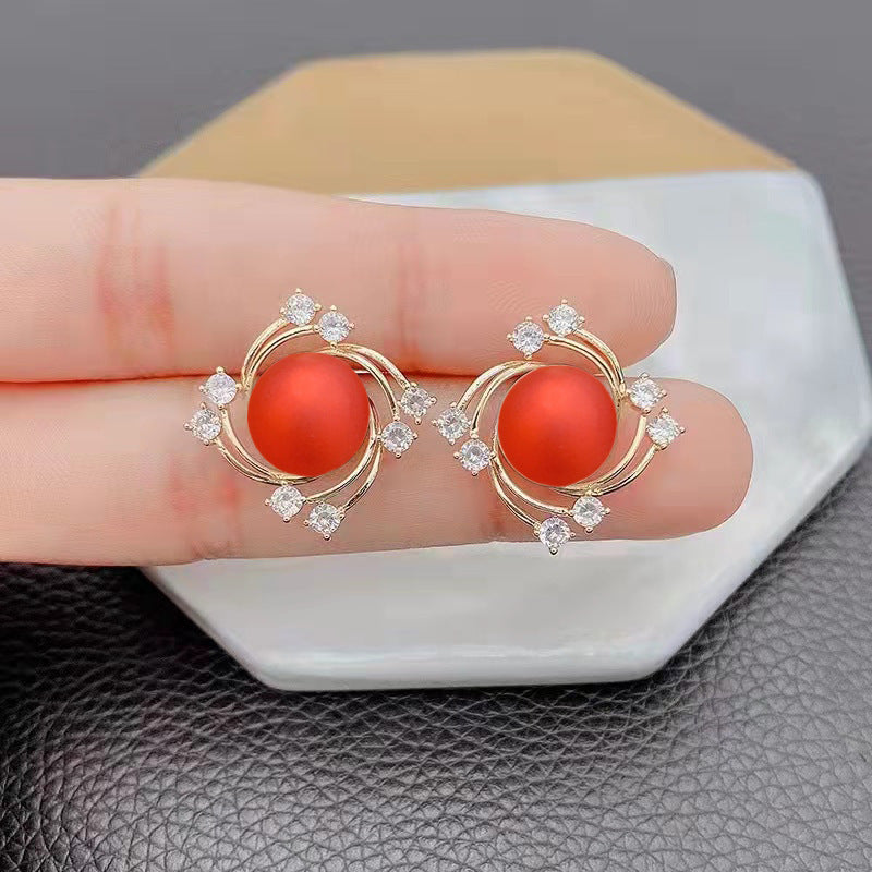 Sweet Flowers Stud Earrings Female High Sense Cute Wild
