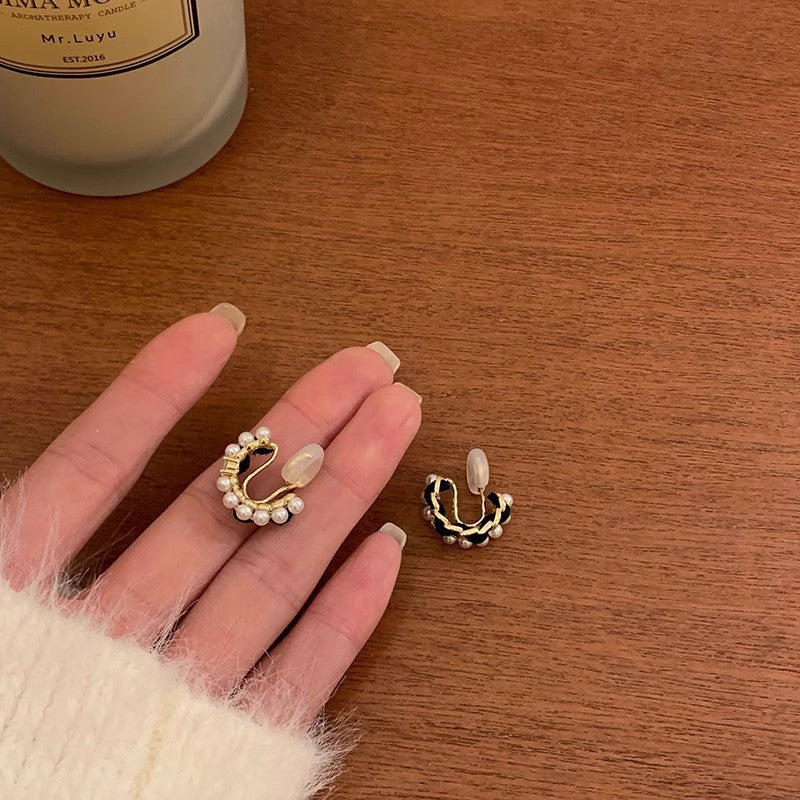 Black Velvet Water Drop Ear Ring High-grade Metal Stud Earrings