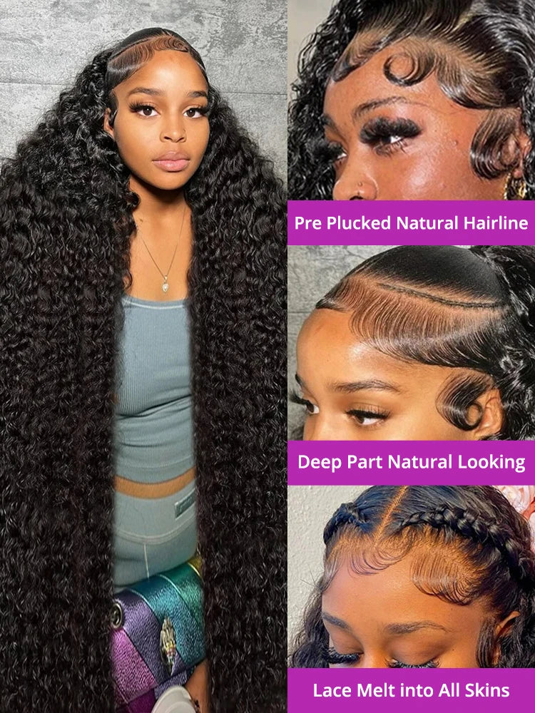 46 50 52 Inch 13x6 13x4 Hd Lace Front Wig Deep Wave 250 Density Water Wave 360 Full Lace Frontal Wigs Curly Human Hair For Women