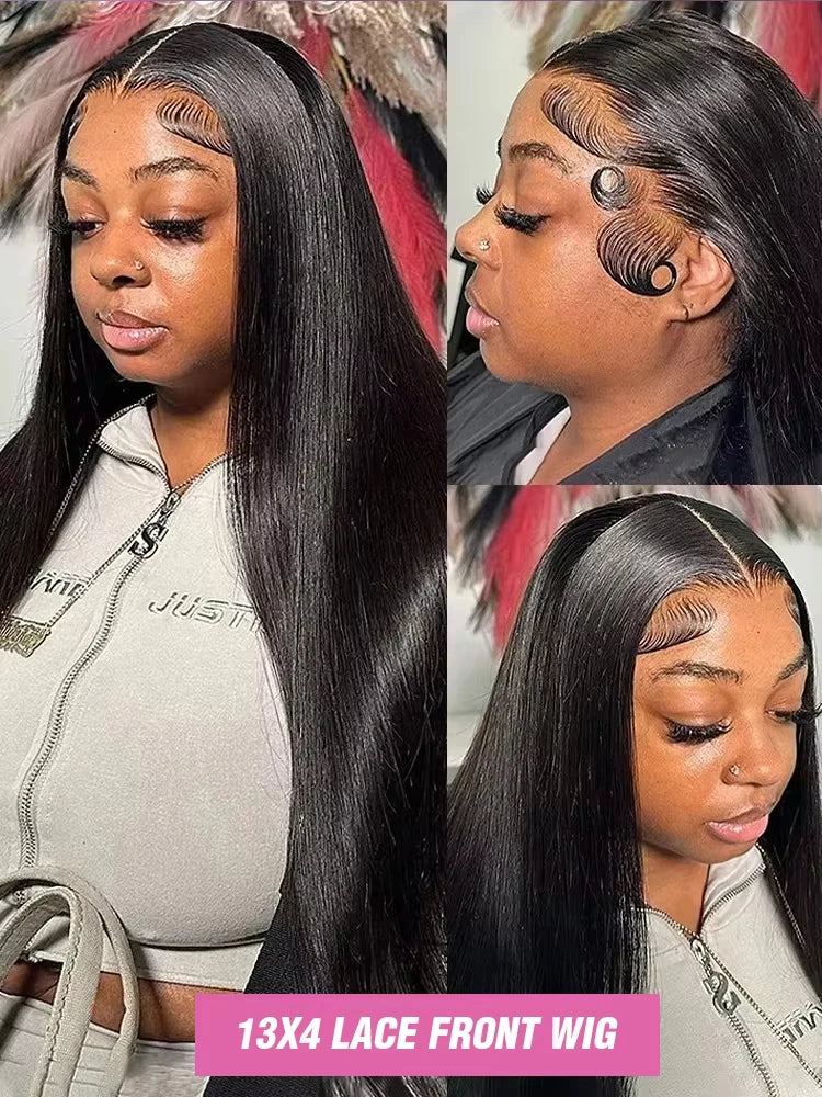 200% Long 40 Inch Bone Straight Human Hair Wigs 13x5 HD Lace Frontal Wig 13x6 Brazilian Black 360 Full Lace Front Human Hair Wig