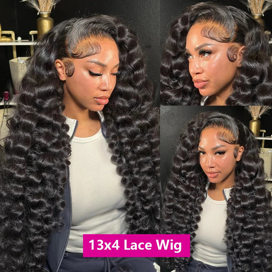 Loose Wave wig Lace Front Human Hair Wig 30 40 Inches Brazilian Water Deep Wave 13x4 HD Lace Frontal Wig Curly Wigs For Women