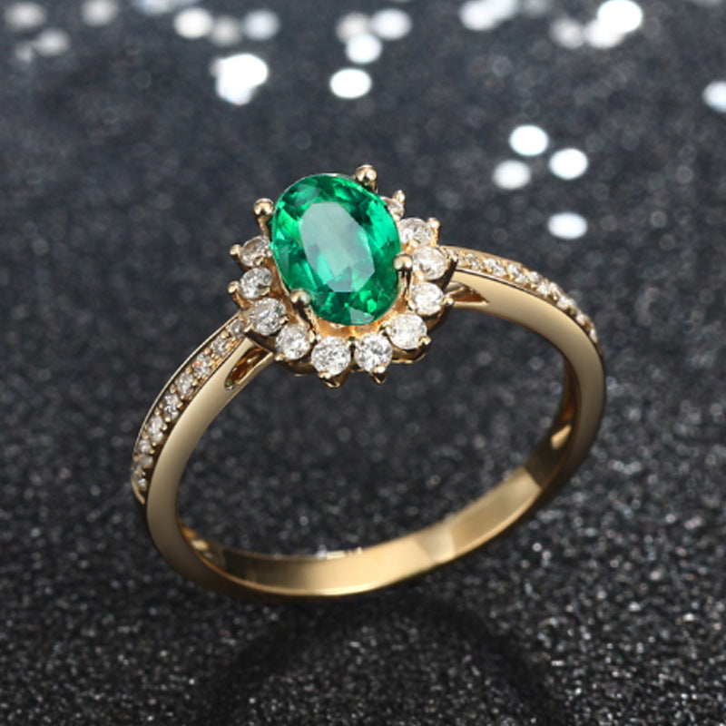 Fashionable 18K Gold-plated Emerald Ring For Women