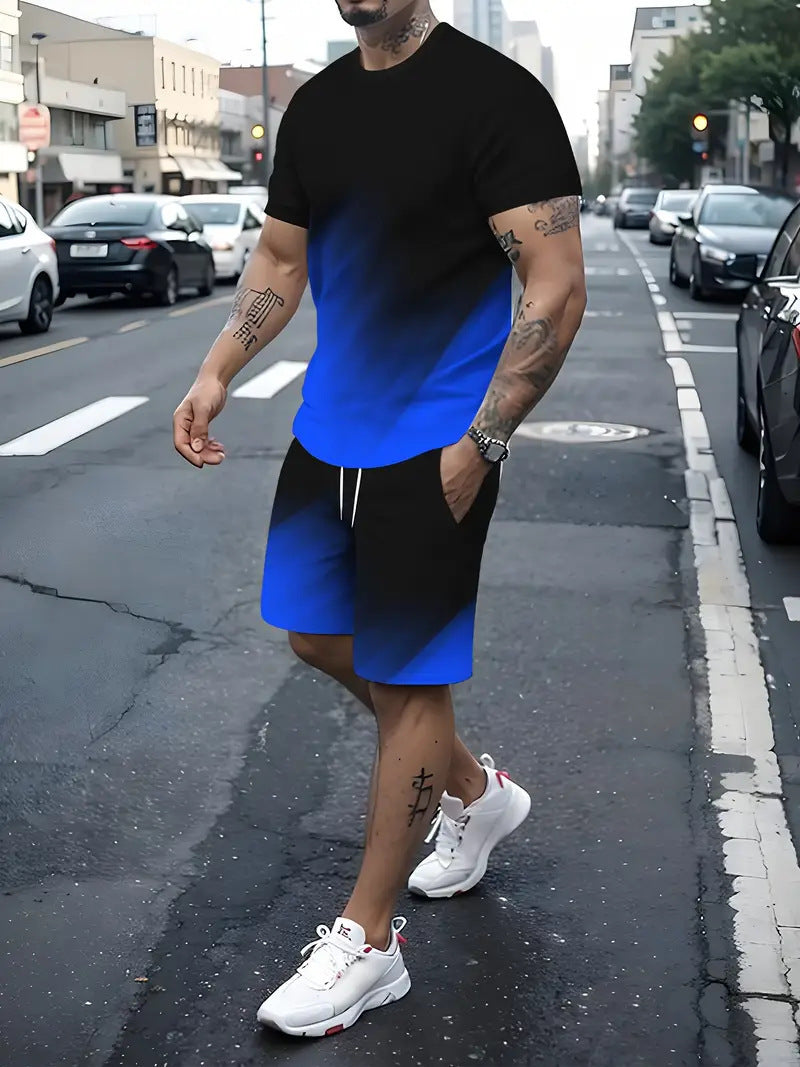 Summer Fashion Trend 3D Digital Printing Men's Shorts Suit