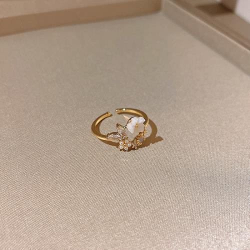 Light Luxury Minority Adjustable Flower Zircon Butterfly Ring