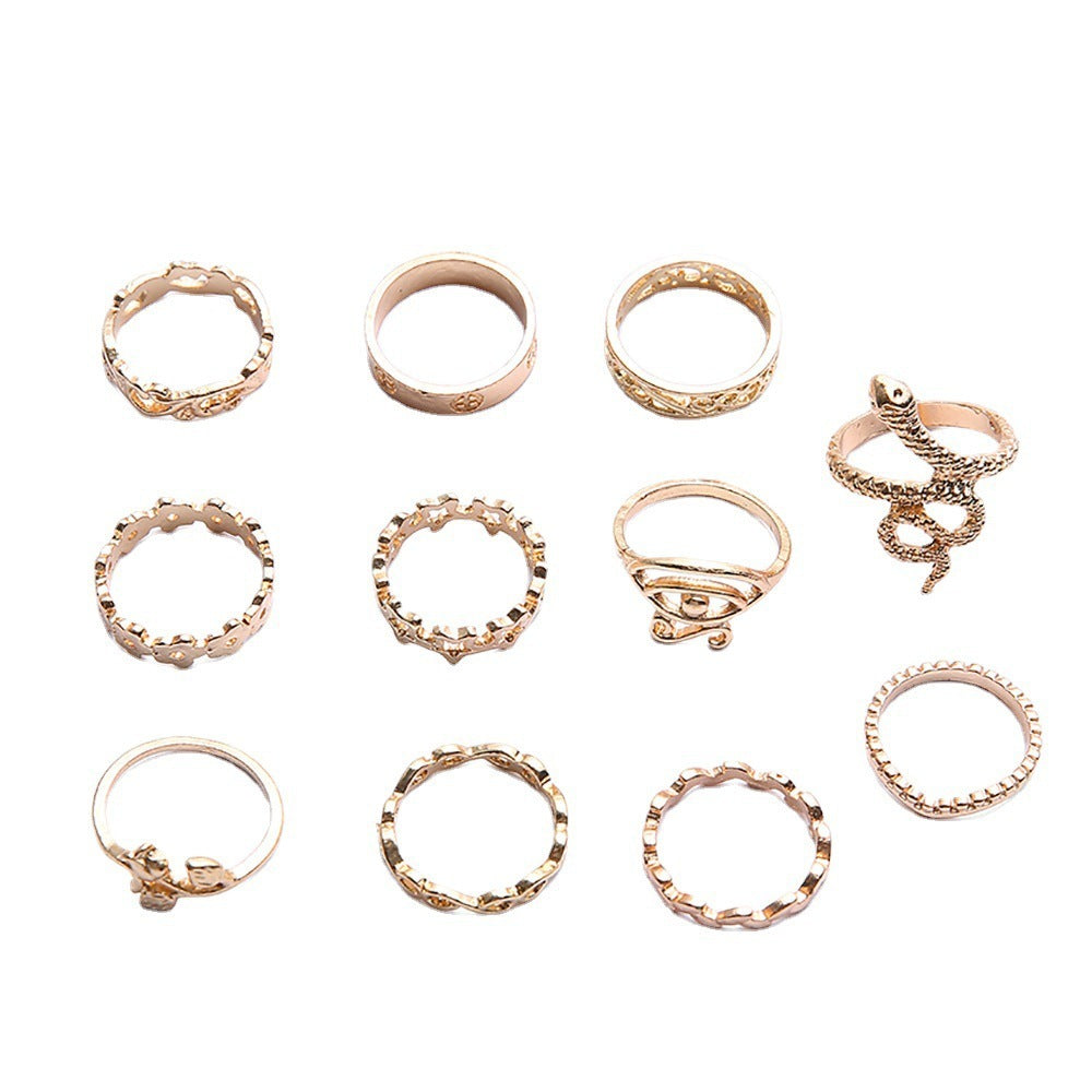 Bracelet Set Ring Personality Exaggerated Punk 11 Pieces Snake Five-pointed