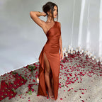 Sexy One-shoulder Backless Slit Dress Summer Elegant