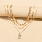 Fashion Alloy Multi-layer Personality Geometry Clavicle Chain Female