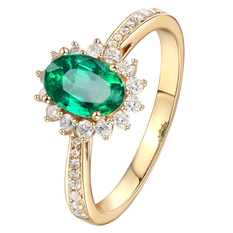 Fashionable 18K Gold-plated Emerald Ring For Women