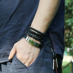 Vintage Braided Alloy Cross Leather Bracelet