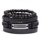 Vintage Braided Alloy Cross Leather Bracelet