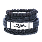 Vintage Braided Alloy Cross Leather Bracelet