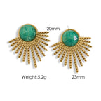 Elegant Inlaid Natural Stone Titanium Steel Ear Studs