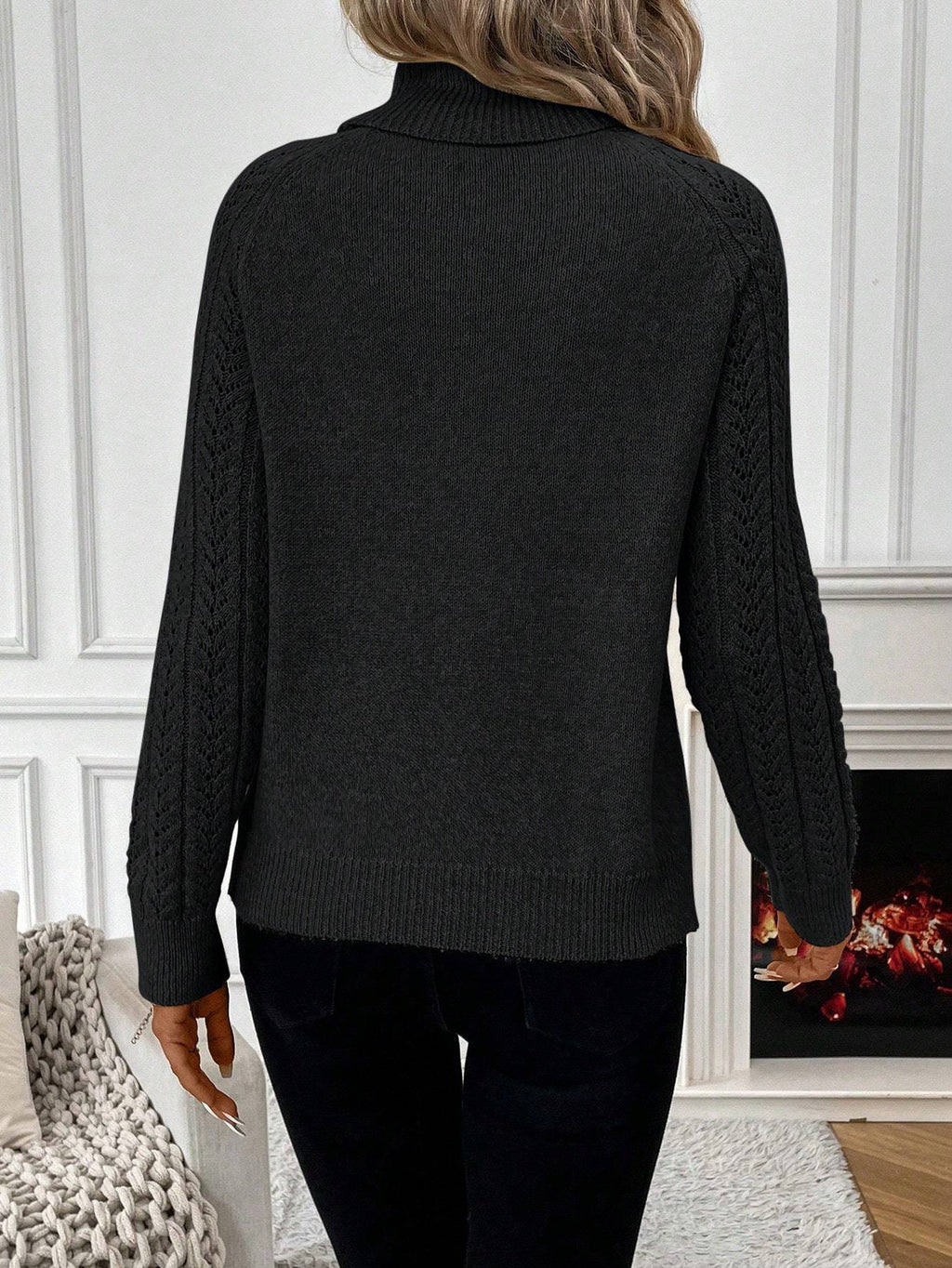 Women Solid Color Turtleneck Long Sleeve Casual Sweater