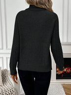 Women Solid Color Turtleneck Long Sleeve Casual Sweater