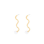 Pearl  Geometric S-shaped Net Red Alloy Stud Earrings