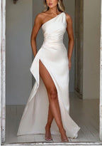 Sexy One-shoulder Backless Slit Dress Summer Elegant