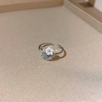 Light Luxury Minority Adjustable Flower Zircon Butterfly Ring