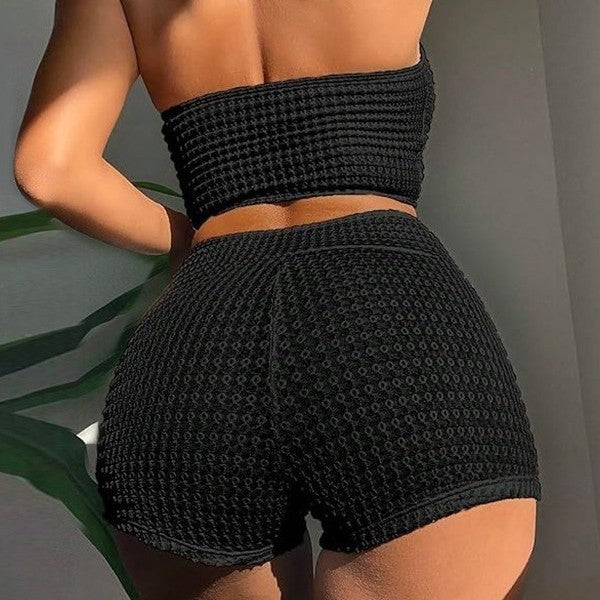 Sexy Solid Color High Waist Split Bikini Swimsuit For Women
