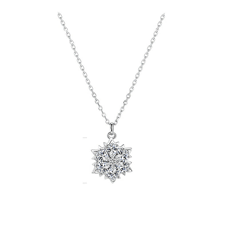 Sterling Silver Pendant Snowflake Clavicle Chain