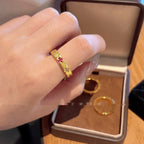 Alluvial Gold Brushed Four-petal Open Zircon Ring