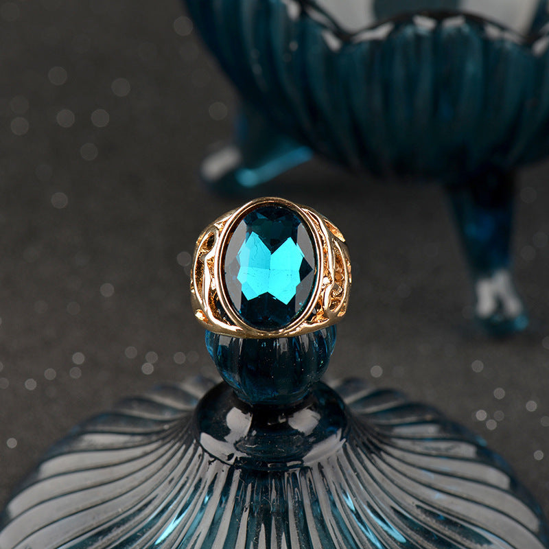 Fashion Simple Golden Agate Ladies Ring