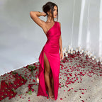 Sexy One-shoulder Backless Slit Dress Summer Elegant