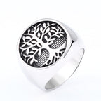 Titanium Steel Tree Of Life Ring Retro Fashion Man Stainless Steel Ring