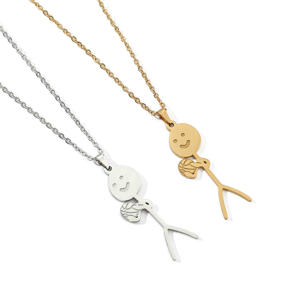 Funny Design Sense Basketball Little Man Necklace Fashion