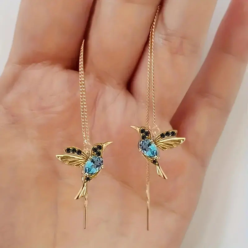 Bird Hanging Personalized And Temperamental Long Style Earrings