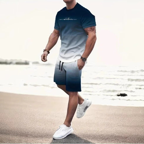 Summer Fashion Trend 3D Digital Printing Men's Shorts Suit