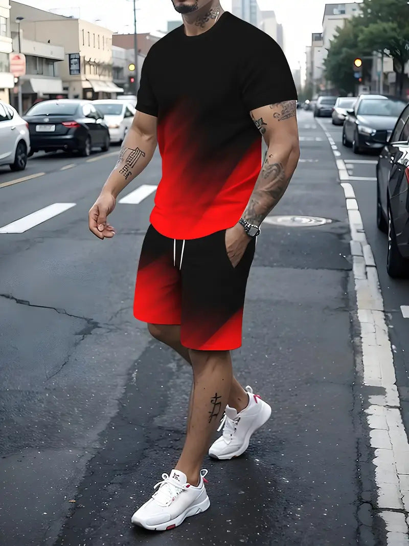 Summer Fashion Trend 3D Digital Printing Men's Shorts Suit