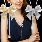 Diamond-studded bow necklace necklace chain