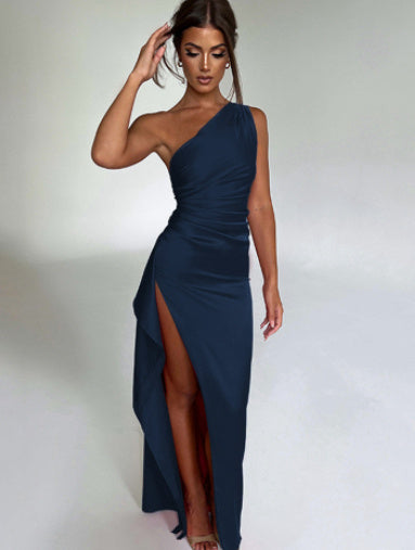 Sexy One-shoulder Backless Slit Dress Summer Elegant
