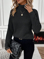 Women Solid Color Turtleneck Long Sleeve Casual Sweater