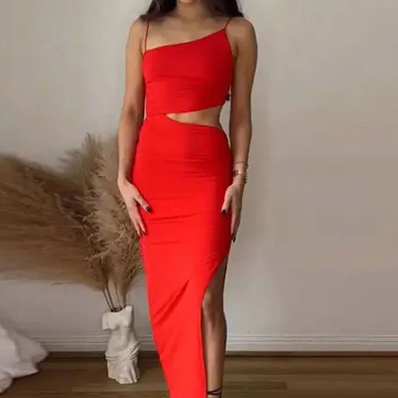 Backless Midriff Outfit Women's Sling Long Dress