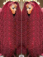 13x6 Deep Curly HD Lace Frontal Wig Transparent 13x4 99J Burgundy Curly Lace Front Wigs Red Colored Deep Wave Human Hair Wigs